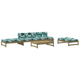 5 Piece Garden Lounge Set with Cushions Impregnated Wood Pine - Front View