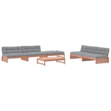 6 Piece Garden Lounge Set with Cushions Solid Wood Douglas - Front View
