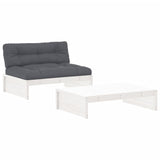 2 Piece Garden Lounge Set with Cushions White Solid Wood - Front View