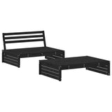 2 Piece Garden Lounge Set with Cushions Black Solid Wood - Side View
