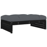 2 Piece Garden Lounge Set with Cushions Black Solid Wood - 45-Degree Angle