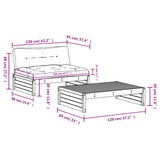 2 Piece Garden Lounge Set with Cushions Black Solid Wood - Low Angle