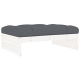 4 Piece Garden Lounge Set with Cushions White Solid Wood - 45-Degree Angle