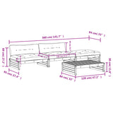 4 Piece Garden Lounge Set with Cushions White Solid Wood - Low Angle
