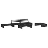 5 Piece Garden Lounge Set with Cushions Black Solid Wood - Side View
