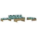 5 Piece Garden Lounge Set with Cushions Impregnated Wood Pine - Front View