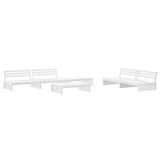 6 Piece Garden Lounge Set with Cushions White Solid Wood