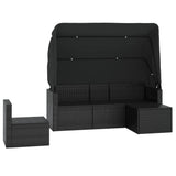 4 Piece Garden Sofa Set with Cushions Black Poly Rattan