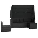 4 Piece Garden Sofa Set with Cushions Black Poly Rattan - Top-Down View