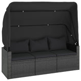 4 Piece Garden Sofa Set with Cushions Black Poly Rattan - 45-Degree Angle