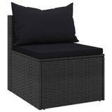 4 Piece Garden Sofa Set with Cushions Black Poly Rattan - Extra Image