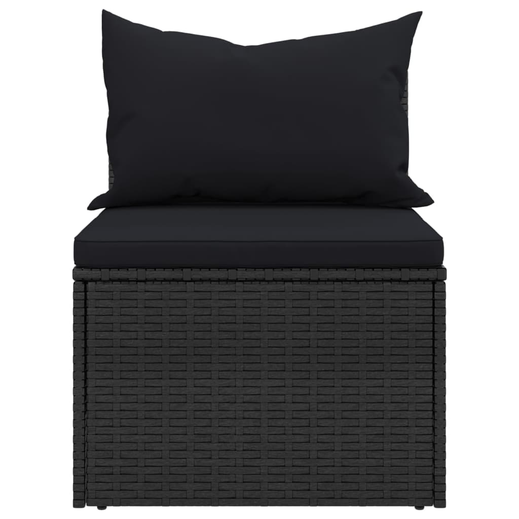 4 Piece Garden Sofa Set with Cushions Black Poly Rattan
