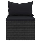 4 Piece Garden Sofa Set with Cushions Black Poly Rattan - Extra Image
