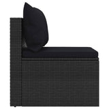 4 Piece Garden Sofa Set with Cushions Black Poly Rattan - Extra Image