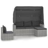 4 Piece Garden Sofa Set with Cushions Grey Poly Rattan - Front View