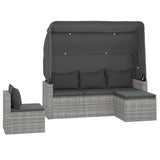 4 Piece Garden Sofa Set with Cushions Grey Poly Rattan - Side View