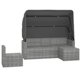 4 Piece Garden Sofa Set with Cushions Grey Poly Rattan - Top-Down View