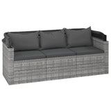 4 Piece Garden Sofa Set with Cushions Grey Poly Rattan - Rear View