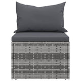 4 Piece Garden Sofa Set with Cushions Grey Poly Rattan