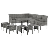 6 Piece Garden Dining Set with Cushions Grey Poly Rattan