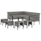 6 Piece Garden Dining Set with Cushions Grey Poly Rattan - Top-Down View