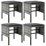 6 Piece Garden Dining Set with Cushions Grey Poly Rattan