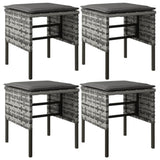 6 Piece Garden Dining Set with Cushions Grey Poly Rattan - Close-Up Angle