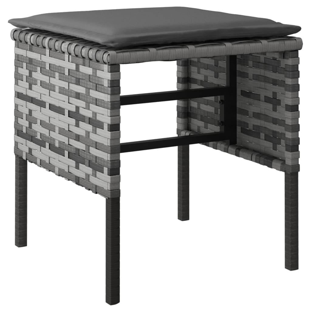 6 Piece Garden Dining Set with Cushions Grey Poly Rattan