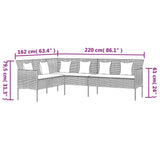 6 Piece Garden Dining Set with Cushions Grey Poly Rattan