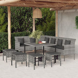 6 Piece Garden Dining Set with Cushions Grey Poly Rattan