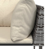 3 Piece Garden Lounge Set with Cushions Grey Poly Rattan - 45-Degree Angle