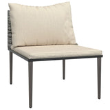 3 Piece Garden Lounge Set with Cushions Grey Poly Rattan - Rear View
