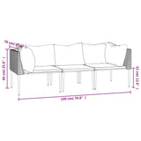 3 Piece Garden Lounge Set with Cushions Grey Poly Rattan - Extra Image