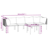 5 Piece Garden Lounge Set with Cushions Grey Poly Rattan - Extra Image