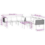 7 Piece Garden Lounge Set with Cushions Grey Poly Rattan