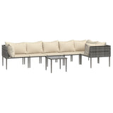 7 Piece Garden Lounge Set with Cushions Grey Poly Rattan - Side View