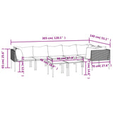 8 Piece Garden Lounge Set with Cushions Grey Poly Rattan - Extra Image