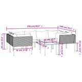 7 Piece Garden Lounge Set with Cushions Grey Poly Rattan - Extra Image