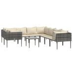 9 Piece Garden Lounge Set with Cushions Grey Poly Rattan
