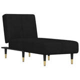 Chaise Longue Black Velvet - Front View