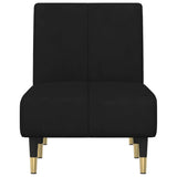 Chaise Longue Black Velvet - Top-Down View