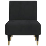 Chaise Longue Black Velvet - Top-Down View