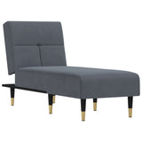 Chaise Longue Dark Grey Velvet - Front View