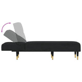 Chaise Longue Black Velvet - Rear View