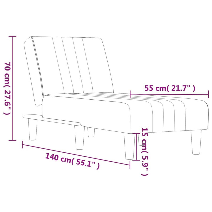 Chaise Longue Dark Grey Velvet