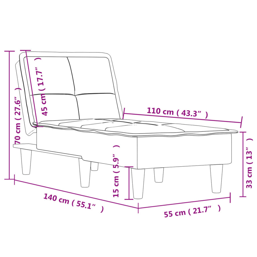Chaise Longue Dark Grey Velvet