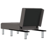 Chaise Longue Grey Faux Leather - 45-Degree Angle