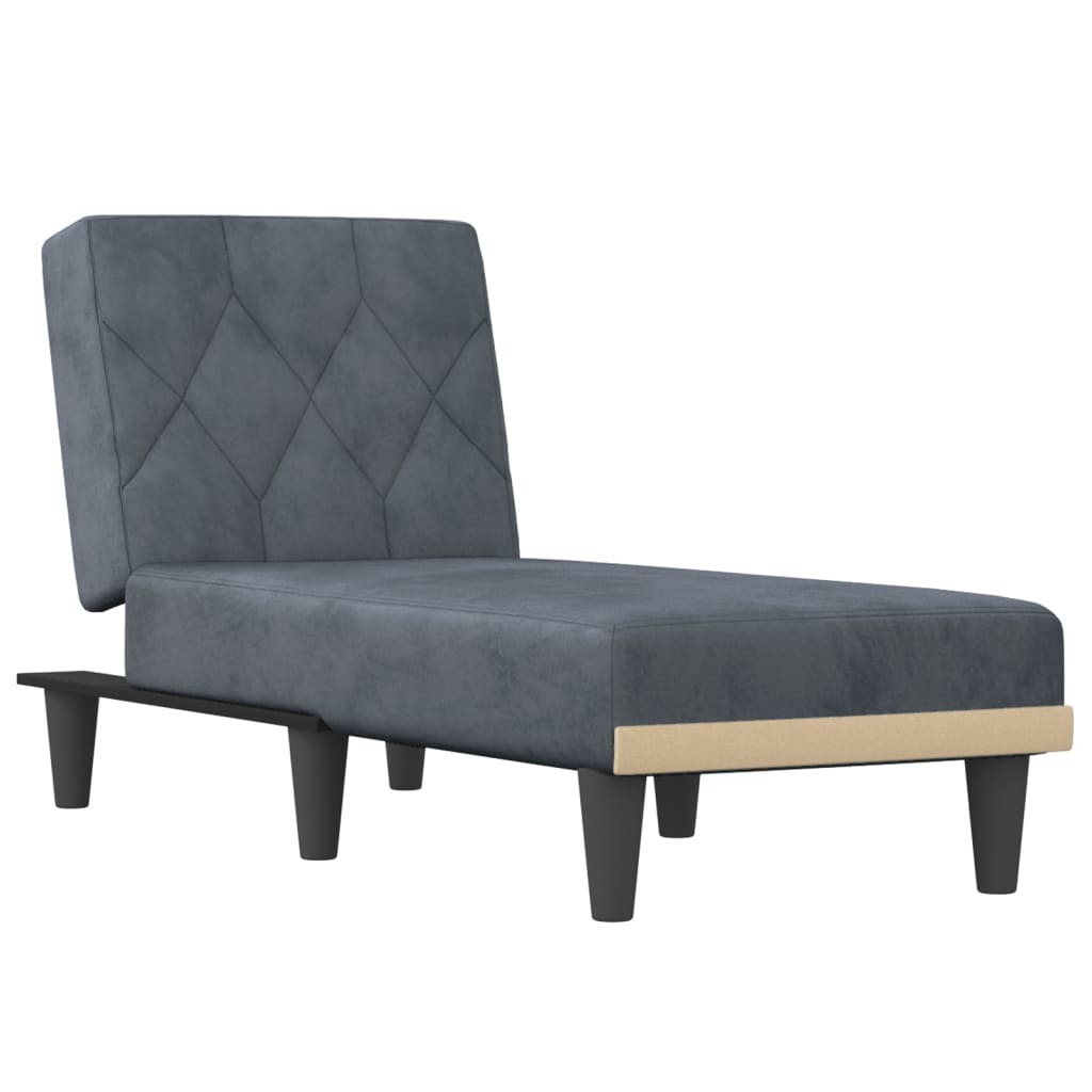 Chaise Longue Dark Grey Velvet