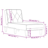 Chaise Longue Dark Grey Velvet