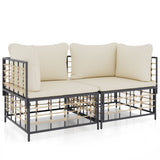 Sectional Corner Sofas with Cushions 2 pcs Poly Rattan - Front View